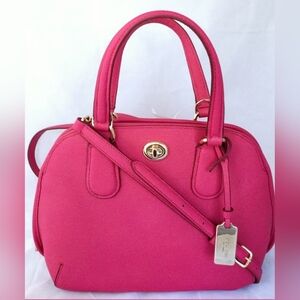Coach Prince Street Dome Cross Grain Leather Satchel -34939 Pink Ruby
